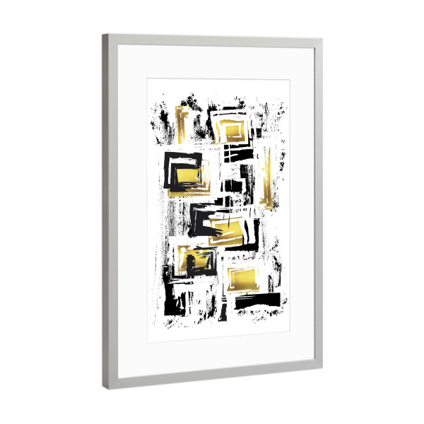 Poster mit Rahmen Silber "ABSTRAKTE KUNST Quadratmania" artboxONE - Abstrakt,Geometrie