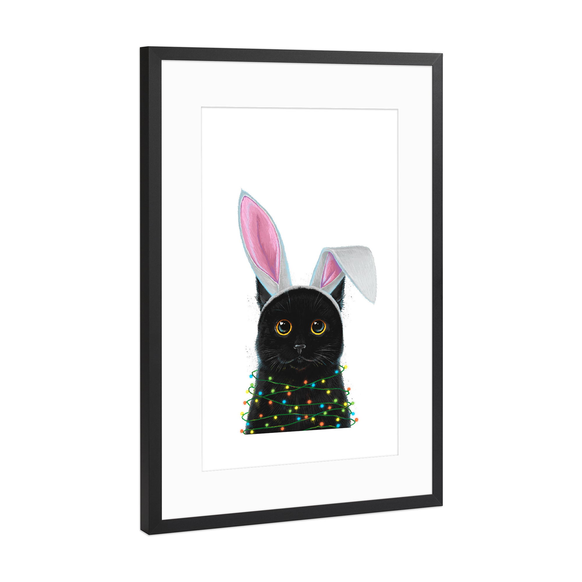 Poster mit Rahmen Schwarz (Metallic) "Weihnachtskatze" artboxONE - Tiere,Weihnachten,Lustig