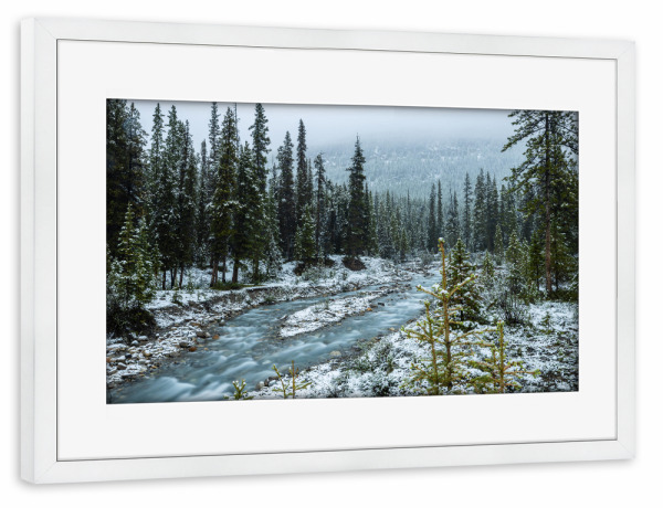 Poster mit Rahmen weiß "Rocky Mountains Winter" artboxONE - Natur,Reise