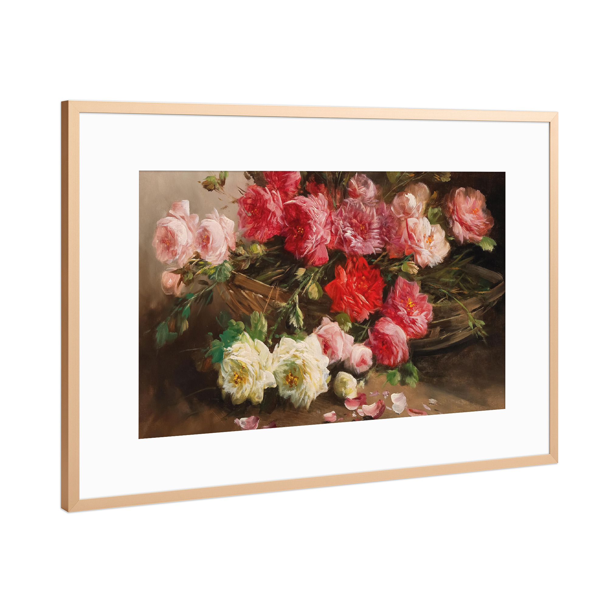 Poster mit Rahmen Kupfer "Korb mit Rosen" artboxONE - Natur,Floral,Liebe,Für Mama