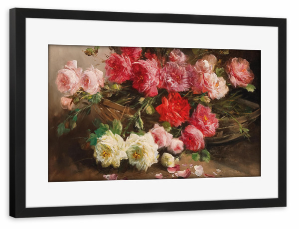 Poster mit Rahmen schwarz "Korb mit Rosen" artboxONE - Natur,Floral,Liebe,Für Mama