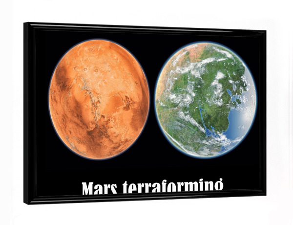 Poster mit schwarzem Rahmen "Mars-Terraformation" artboxONE - Reise,Fiktion,Galaxy