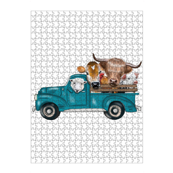 Puzzle Ravensburger "Farm Animals Türkis-LKW" artboxONE - Natur,Tiere,Automobile,Lustig