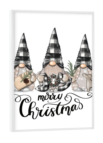 Poster mit weißem Rahmen "Karierte Zwerge" artboxONE - Weihnachten