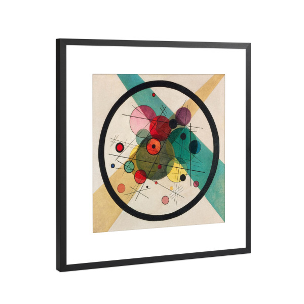 Poster mit Rahmen Schwarz (Metallic) "Kreise im Kreis" artboxONE - Abstrakt,Geometrie