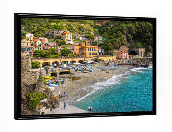 Poster mit schwarzem Rahmen "Felsen, Häuser, Küste" artboxONE - Natur,Reise,Architektur,Reise / Strand und Meer