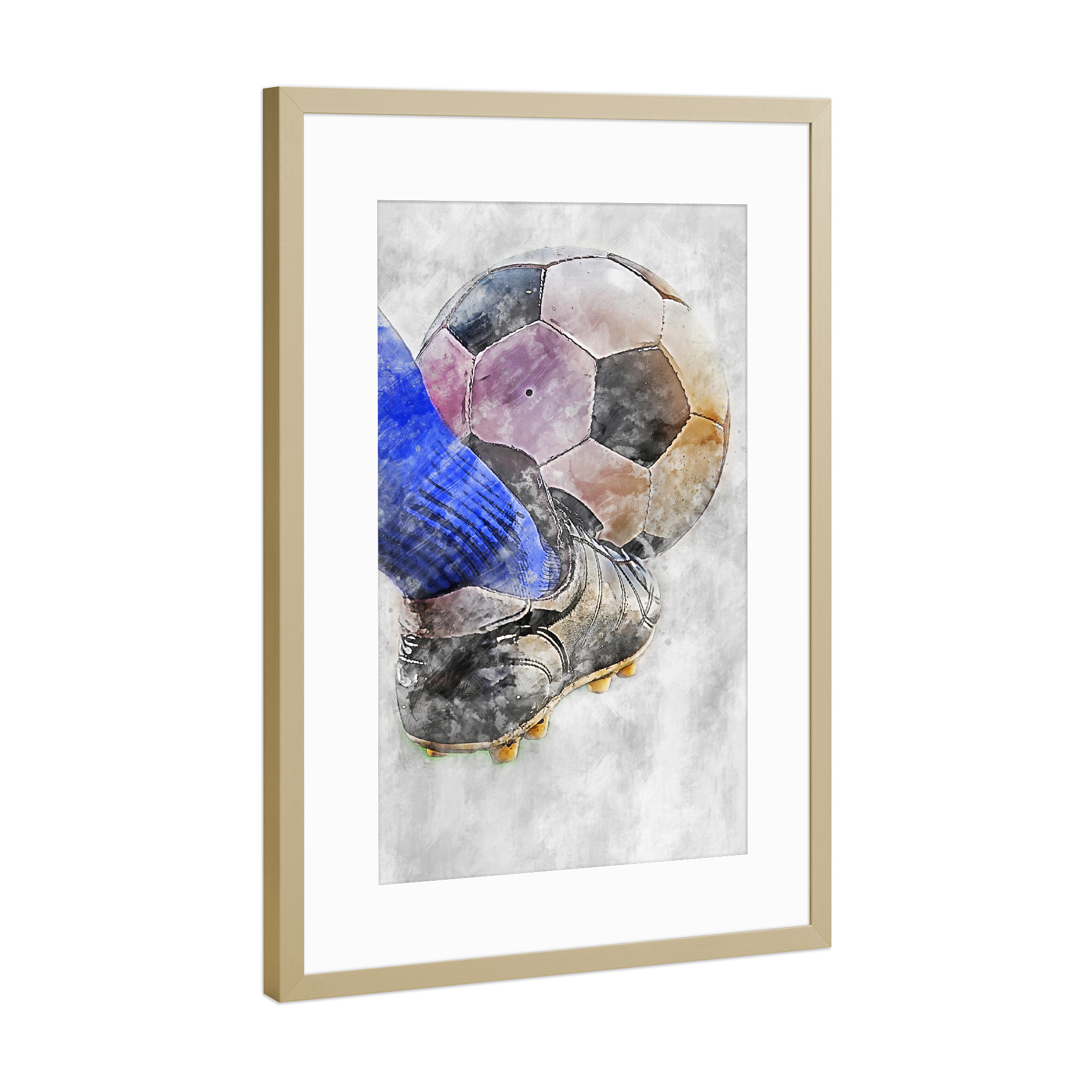 Poster mit Rahmen Gold "Football 11 (matart)" artboxONE - Sport,Sport / Fußball - Fußball,Fußballer,Fußball,Spieler,Ball,Team,Sport
