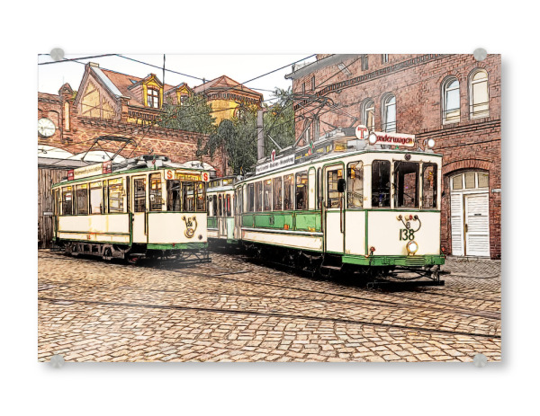 Acrylglasbild "Historische Straßenbahnen" artboxONE - Städte,Reise - Straßenbahn,Travel,Magdeburg,Historisch,Historic