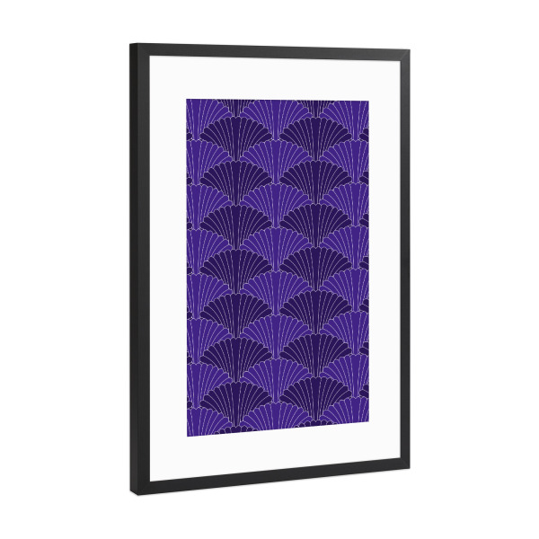 Poster mit Rahmen Schwarz (Metallic) "Art Deco Muschel Muster" artboxONE - Abstrakt