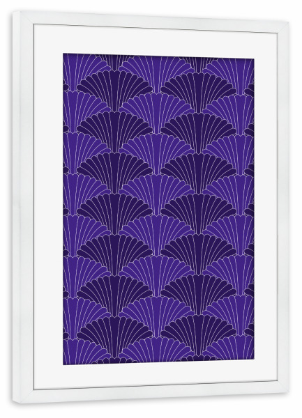 Poster mit Rahmen weiß "Art Deco Muschel Muster" artboxONE - Abstrakt