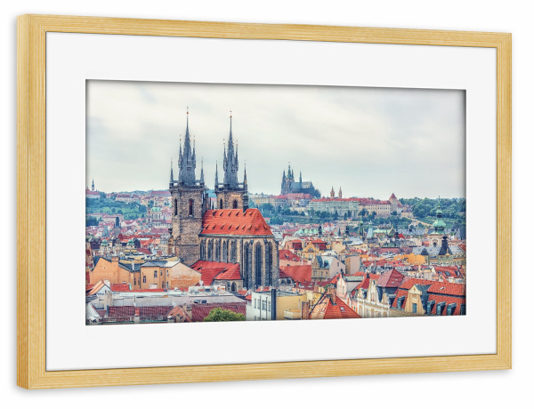 Poster mit Rahmen kiefer "Prager Dächer" artboxONE - Städte,Reise,Architektur,Reise / Länder,Städte / Prag