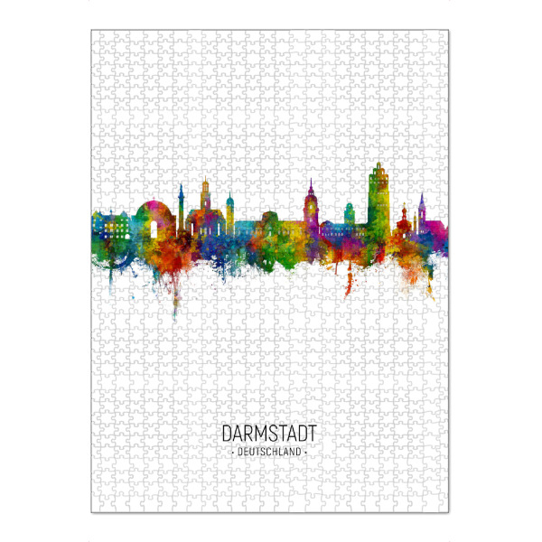 Puzzle Ravensburger "Darmstädter Skyline-Portrait" artboxONE - Städte - Darmstadt,Deutschland,Skyline,Stadtbild,Stadtbild,Aquarell,Malerei