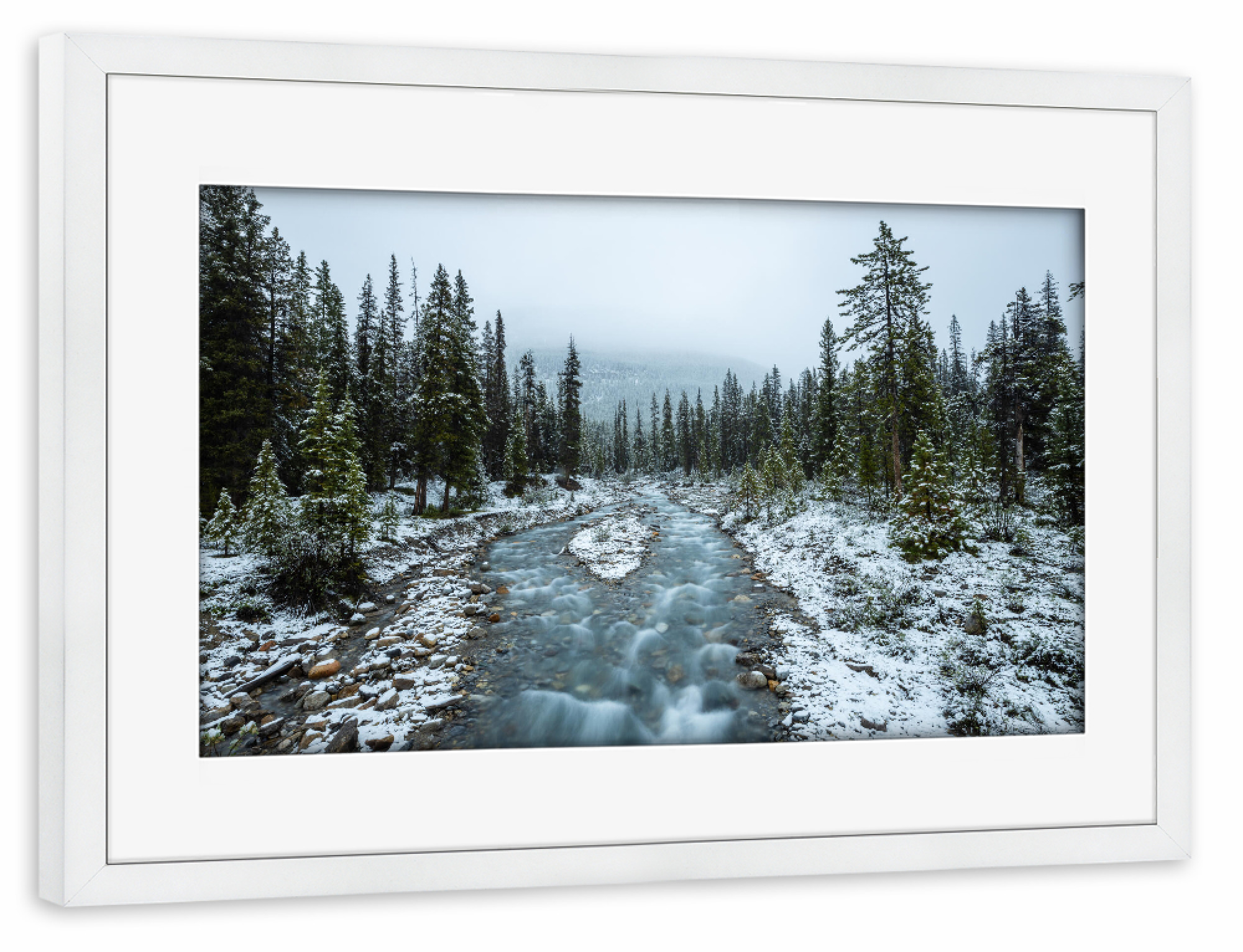 Poster mit Rahmen weiß "Winterlandschaft in Kanada" artboxONE - Natur,Reise