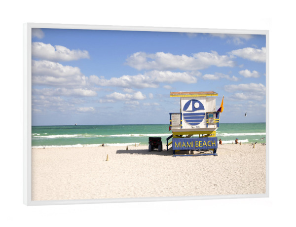 Poster mit weißem Rahmen "Miami Beach Lifeguard" artboxONE - Natur,Reise / Strand und Meer