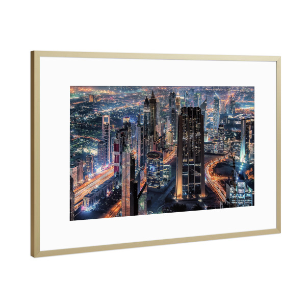 Poster mit Rahmen Gold "Lichter von Dubai" artboxONE - Städte,Reise,Architektur,Reise / Länder,Städte / Dubai