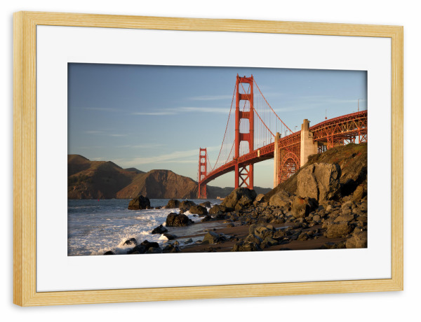 Poster mit Rahmen kiefer "Golden Gate Brücke SF" artboxONE - Reise,Architektur,Städte / San Francisco