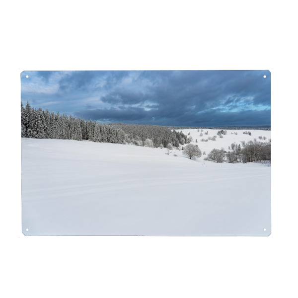 Holzbild "Schnee, Wald, Wolken" artboxONE - Natur,Reise