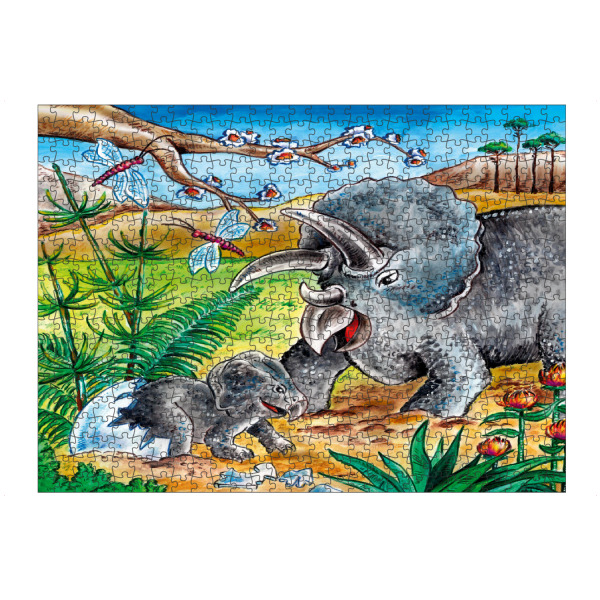 Puzzle Ravensburger "Dinosaurier - Triceratops mit Kind" artboxONE - Natur,Für Kinder,Tiere