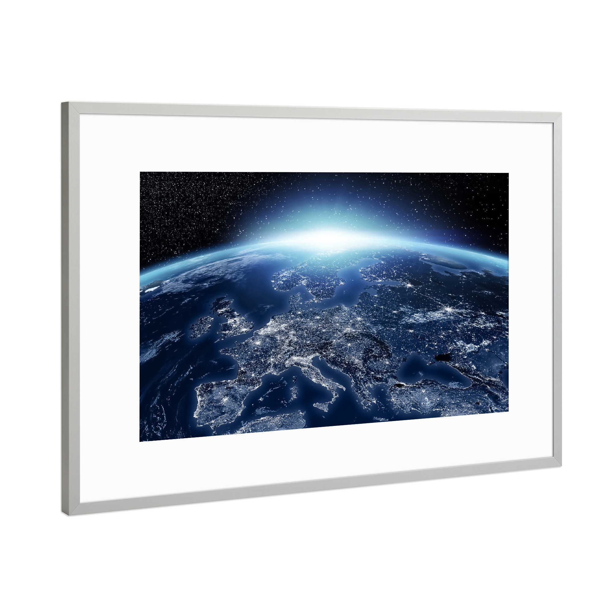Poster mit Rahmen Silber "Lichter der Stadt" artboxONE - Städte,Reise,Städte / Weitere,Galaxy