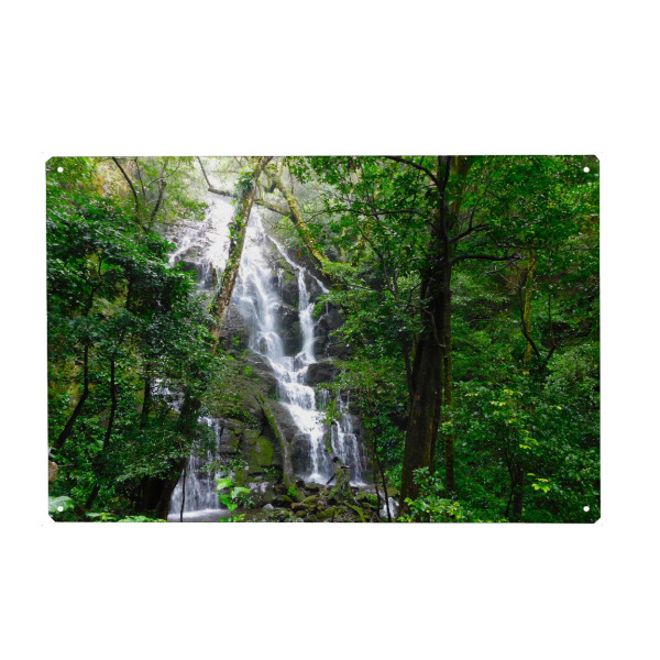 Metall Poster "Wasserfall im Dschungel" artboxONE - Natur,Reise,Reise / Länder - Wasserfall,Dschungel,Regenwald,Grün,Urwald,Tropen,Costa rica