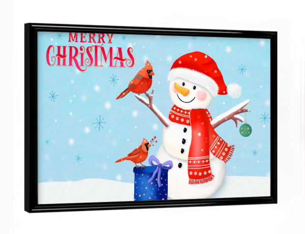 Poster mit schwarzem Rahmen "Merry Christmas vom Schneemann" artboxONE - Typografie,Für Kinder,Weihnachten