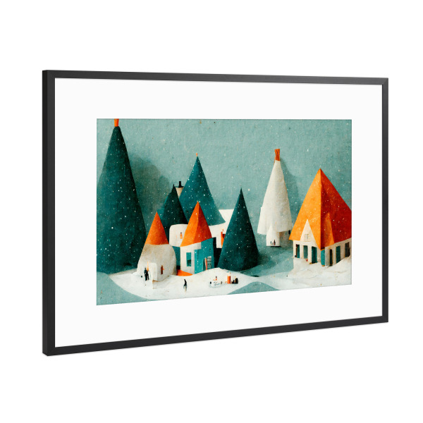 Poster mit Rahmen Schwarz (Metallic) "Black Christmas Tree" artboxONE - Natur,Für Kinder,Weihnachten