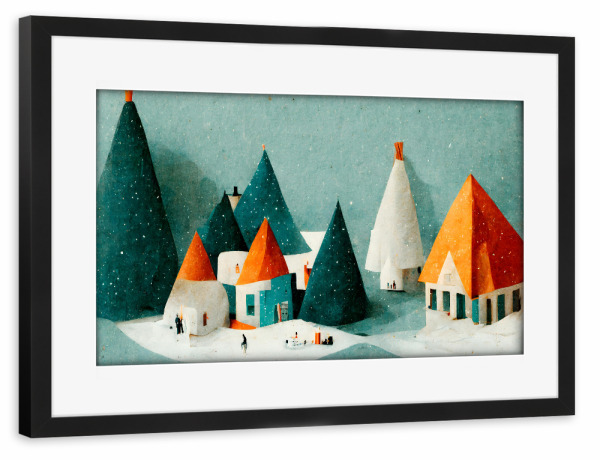 Poster mit Rahmen schwarz "Black Christmas Tree" artboxONE - Natur,Für Kinder,Weihnachten