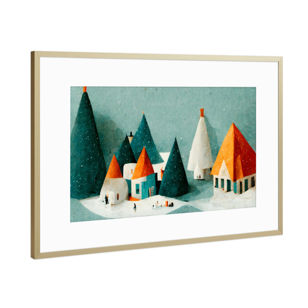 Poster mit Rahmen Gold "Black Christmas Tree" artboxONE - Natur,Für Kinder,Weihnachten