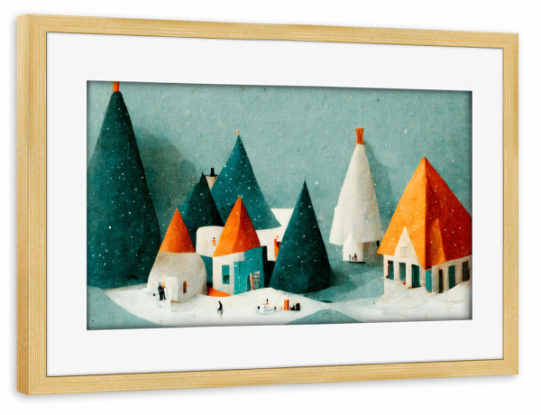Poster mit Rahmen kiefer "Black Christmas Tree" artboxONE - Natur,Für Kinder,Weihnachten