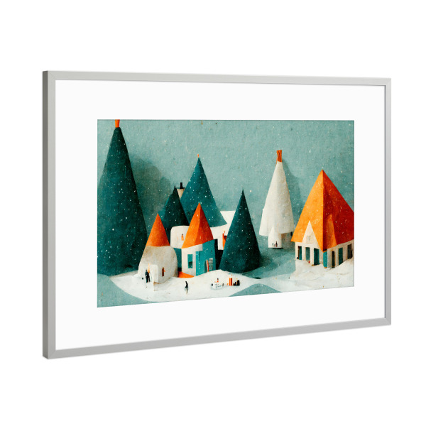 Poster mit Rahmen Silber "Black Christmas Tree" artboxONE - Natur,Für Kinder,Weihnachten