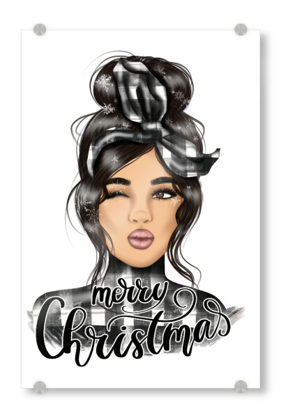 Acrylglasbild "Weihnachtsbüffel-Plaids-Mädchen" artboxONE - Fashion,Weihnachten,Festivals