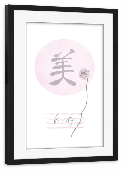 Poster mit Rahmen schwarz "Pink Beauty - Japandi Style" artboxONE - Typografie,Abstrakt