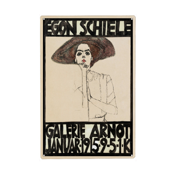 Holzbild "Egon Schiele - Portrait einer Frau" artboxONE - Typografie,Menschen