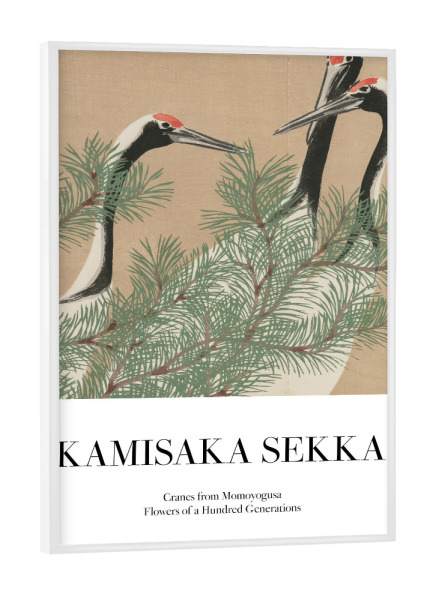 Poster mit weißem Rahmen "Kraniche von Kamisaka Sekka" artboxONE - Typografie,Tiere,Reise / Asien