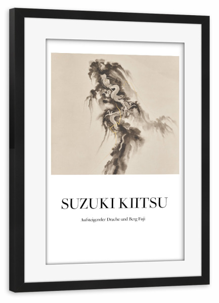 Poster mit Rahmen schwarz "Drache und Berg Fuji - Kiitsu" artboxONE - Tiere,Reise / Asien,Fiktion