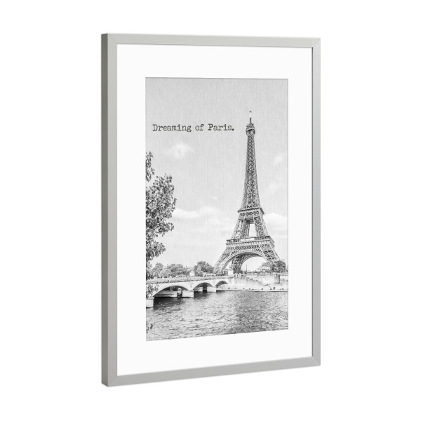 Poster mit Rahmen Silber "Dreaming of Paris" artboxONE - Typografie,Architektur,Städte / Paris