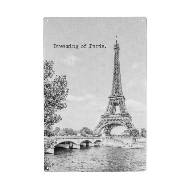 Metall Poster "Dreaming of Paris" artboxONE - Typografie,Architektur,Städte / Paris