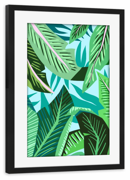 Poster mit Rahmen schwarz "Verloren in Blättern" artboxONE - Natur