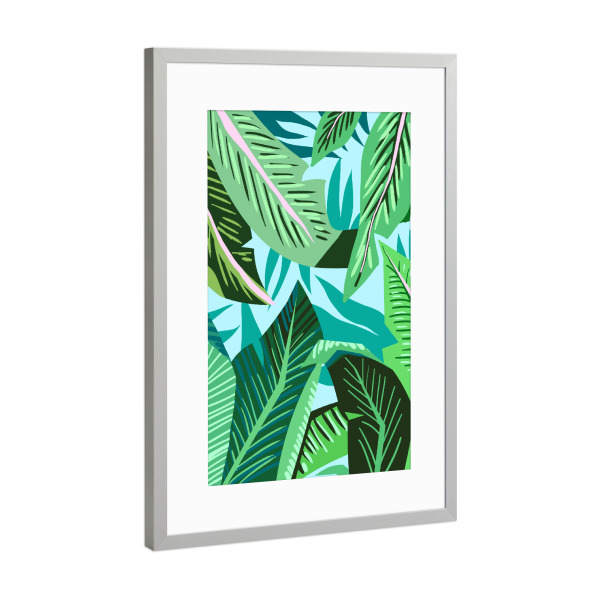 Poster mit Rahmen Silber "Verloren in Blättern" artboxONE - Natur