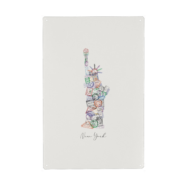 Metall Poster "Passstempel der Freiheitsstatue" artboxONE - Städte,Städte / New York,Reise