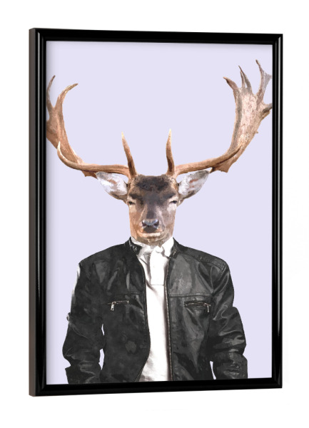 Poster mit schwarzem Rahmen "Trendy deer" artboxONE - Für Kinder,Tiere,Lustig - Tier,Tiere,Hirsch,Hipster,Humor,Lustig,Spaß,Trendy,Porträt,Hirsch