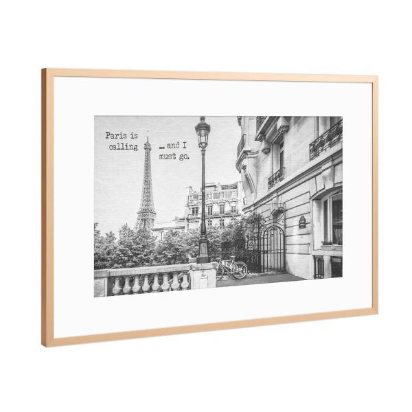 Poster mit Rahmen Kupfer "Paris is calling" artboxONE - Typografie,Architektur,Städte / Paris