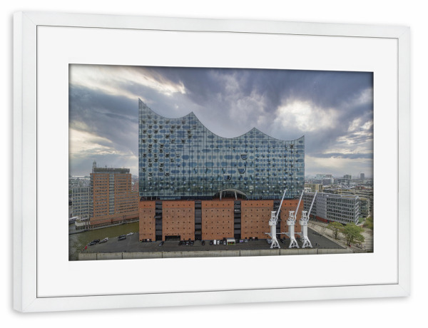 Poster mit Rahmen weiß "Elbphilharmonie Hamburg" artboxONE - Städte,Städte / Hamburg,Reise,Architektur,Reise / Länder