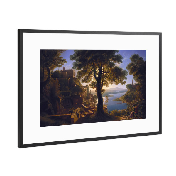 Poster mit Rahmen Schwarz (Metallic) "Schloss auf dem Fluss" artboxONE - Städte,Reise,Architektur,Reise / Länder,Städte / Weitere