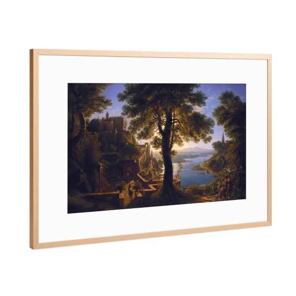 Poster mit Rahmen Kupfer "Schloss auf dem Fluss" artboxONE - Städte,Reise,Architektur,Reise / Länder,Städte / Weitere