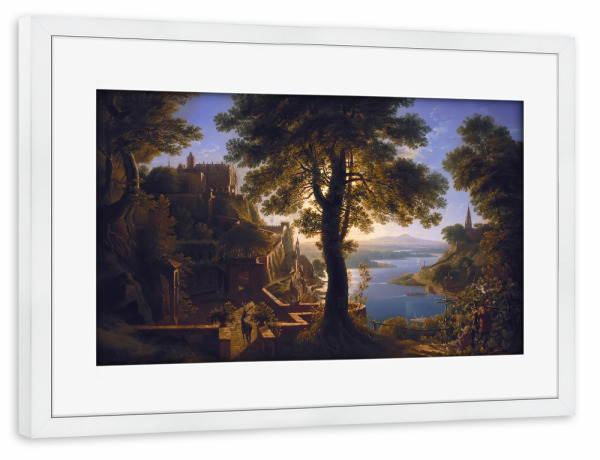Poster mit Rahmen weiß "Schloss auf dem Fluss" artboxONE - Städte,Reise,Architektur,Reise / Länder,Städte / Weitere
