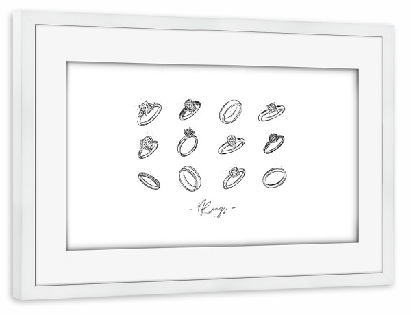 Poster mit Rahmen weiß "Schmuckring im Vintage-Stil" artboxONE - Liebe,Streetart