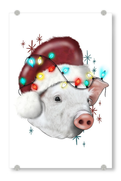 Acrylglasbild "Weihnachtsschwein-Illustration" artboxONE - Tiere,Weihnachten,Festivals