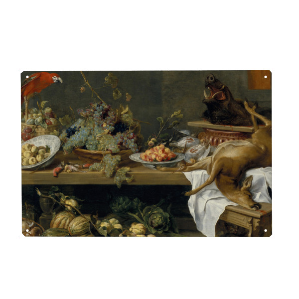 Metall Poster "Obst, Gemüse und totes Wild" artboxONE - Natur,Floral,Tiere