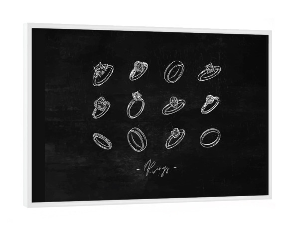 Poster mit weißem Rahmen "Schmuckring Kreide im Vintage-Stil" artboxONE - Liebe,Streetart
